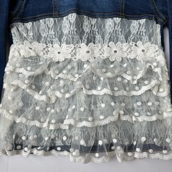 ML Kids Blue Denim Lace Trim Jacket Girls Size 5 NWT - Picture 6 of 6